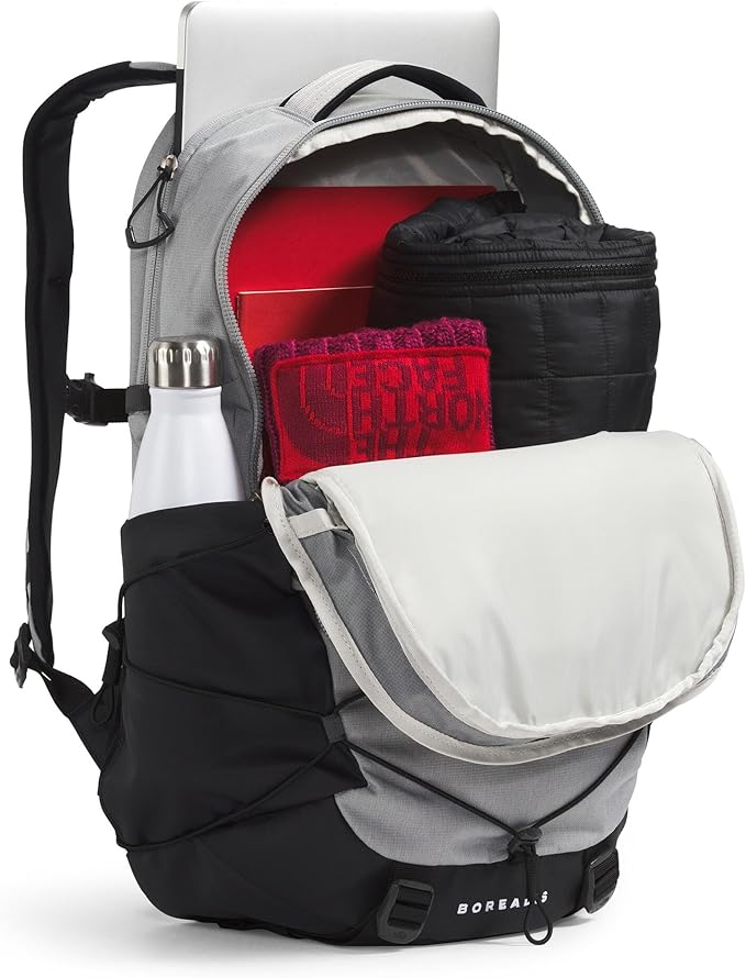 The North Face Borealis Commuter Laptop Backpack - Water Repellent, Laptop Sleeve, Large Main Compartment, Meld Grey Dark Heather/TNF Black-NPF, One Size