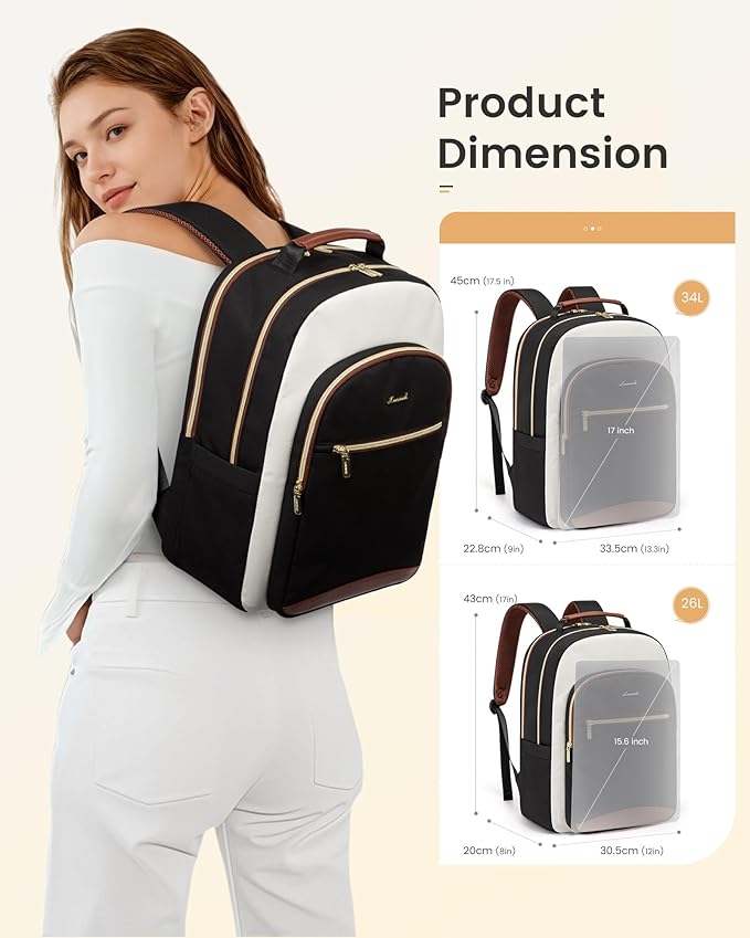 LOVEVOOK Laptop Backpack for Women, 15.6 Inch Work Business Backpack Purse for Teacher, Waterproof Nurse Bag College Bookbag for School, Casual Personal Item Travel Bag College Daypack