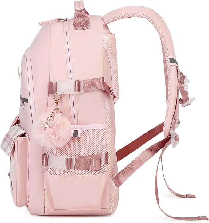 Backpack for Girls, 15.6 Inch Laptop School Bag Kids Kindergarten Elementary College Backpacks Large Bookbags for Teen Girl Women Students Casual Travel Daypacks (Pink)