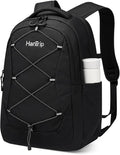 Travel Laptop Backpacks for Women Men, Large Work Backpack for Commuter College School Book Bags, Reflective Water Resistant Backpack with Luggage Strap Water Bottle Pocket Chest Strap, Black