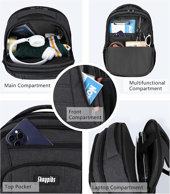 Backpack for Men,School Backpack for boys teens,Travel laptop backpack with Reinforced Straps,Water Resistant business Work college bookbag,book bag Fits 15.6 Inch,Black Back Pack
