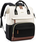 Laptop Backpack for Womem Work Bags: 18 Inch Anti Theft FashionTravel BackPacks With USB Charging Port Durable Back Pack Purse Bussiness Daypack for Nurse Teacher Beige Black Brown