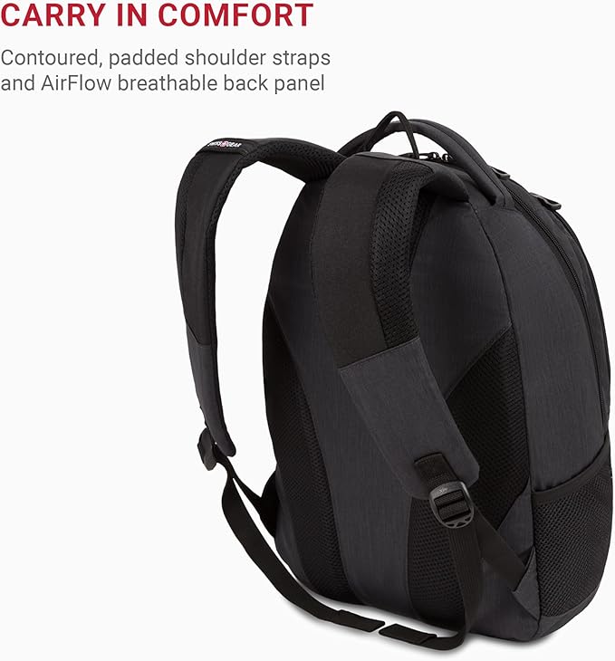 SwissGear 1186 Special Edition 13” Laptop Backpack – Grey – Compact Tech Bag with Reflective Accents – Multiple Organizer Pockets with Bungee Cords & D-ring Attachment Point