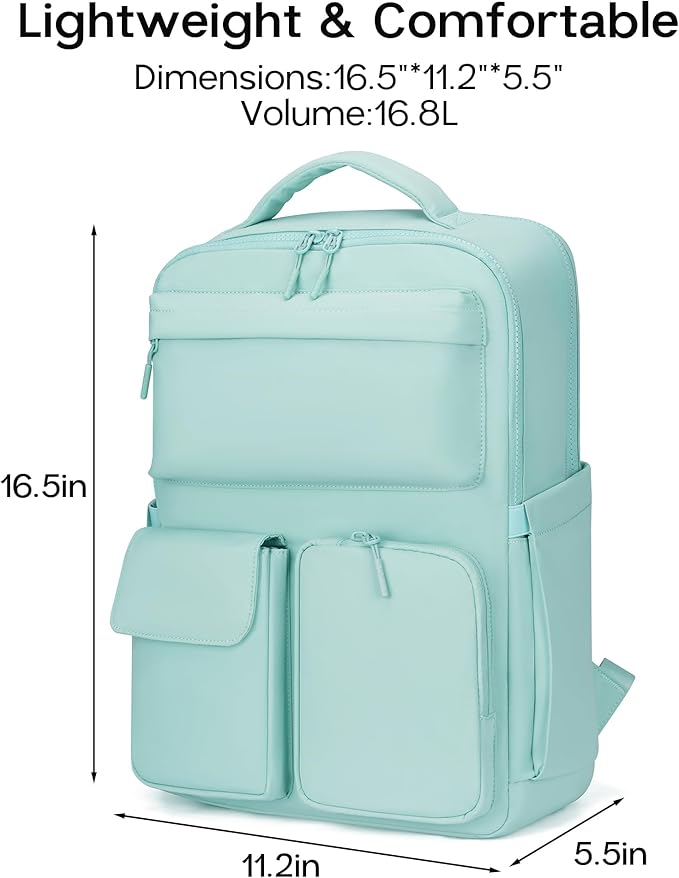 FODOKO Backpack for Work, Casual Backpack for Women Men Daypack Backpack for Travel College Bookbag Separate Compartment for 15.6 Inch Notebook Ice Blue