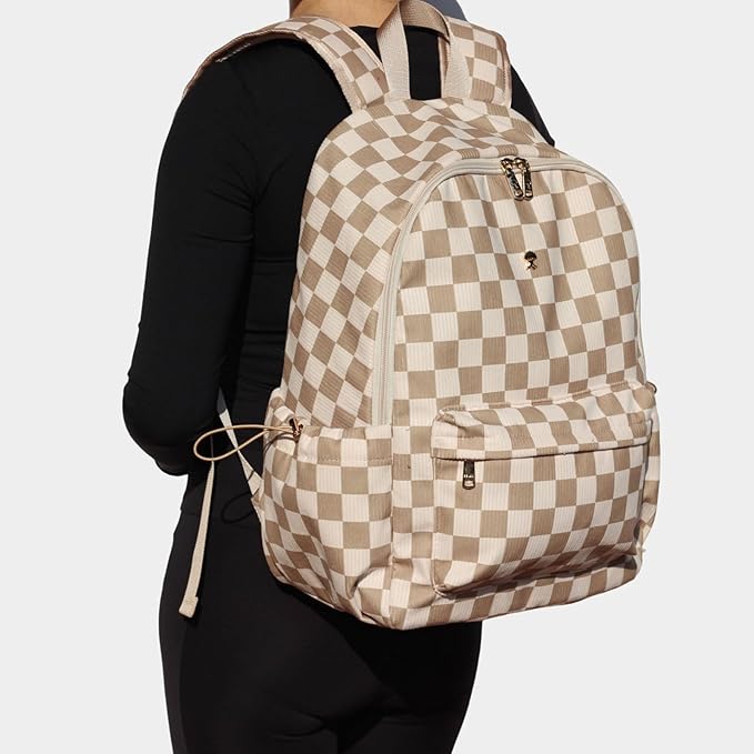 ESVAN Corduroy Backpack Lightweight Fashion 17 inch Laptop Bag for Women Casual College (Corduroy grid)