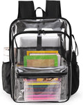 Clear Backpack,15.5 '' Clear Backpacks for School Heavy Duty PVC See Through Bag Waterproof Bookbag for Girls & Boys, Black