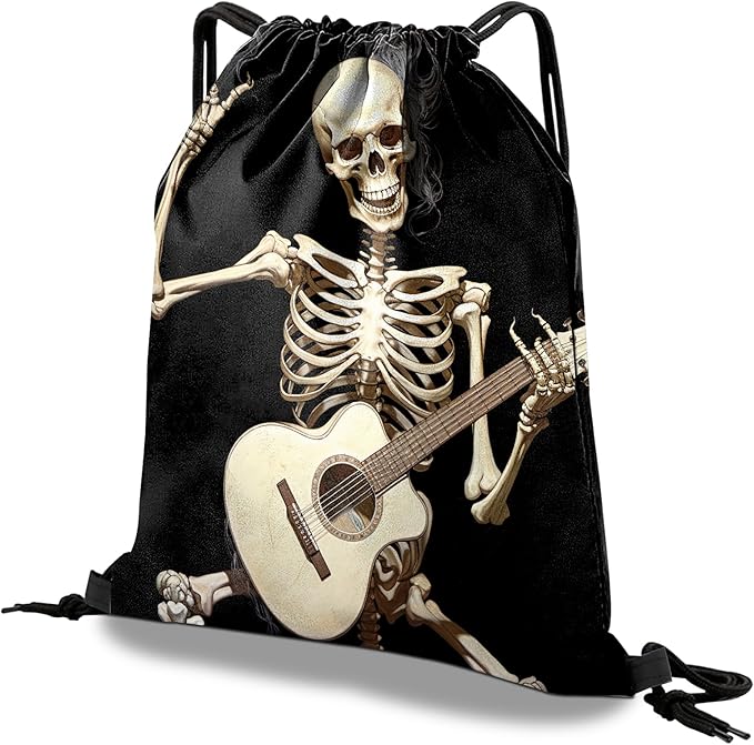 Drawstring Backpack Draw String Bag Waterproof for Sports Gym Beach Travel Cute Aesthetic Sackpack Men Women (13"×17")-Skull Skeleton