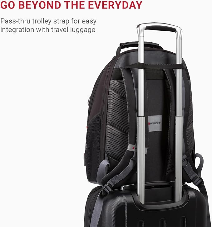 Wenger Legacy 16 inch Laptop Backpack, Men's and Women's Laptop Bag, Black/Gray, One Size
