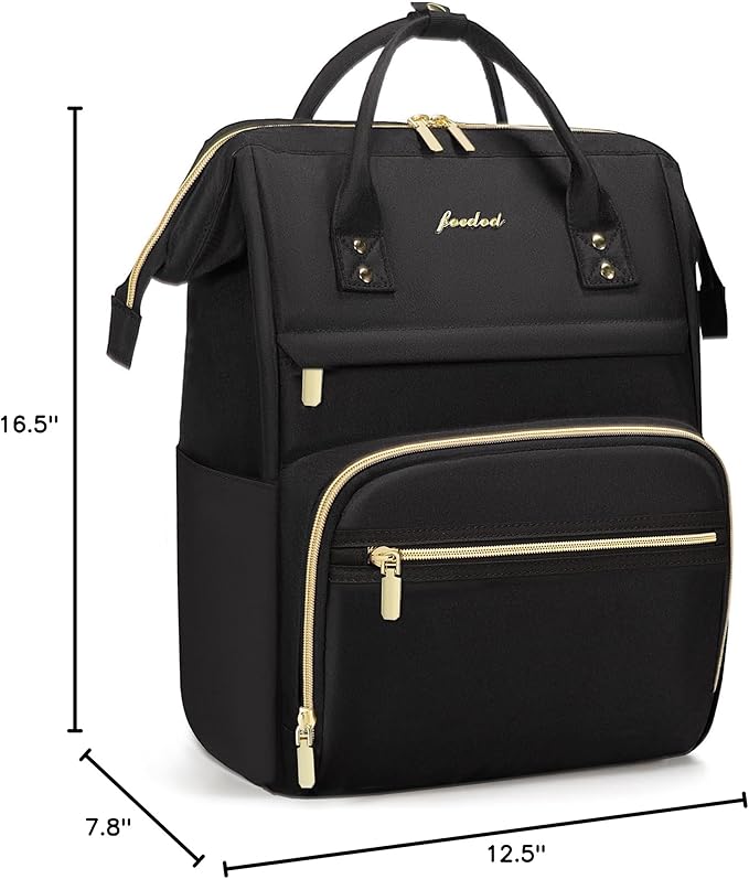 Women Laptop Backpack Teacher Bags: 17.3 Inch Nurse Computer Backpack with USB Port Work Bag Stylish Travel Daypack Bookbag Waterproof for Business Woman Gifts BLACK
