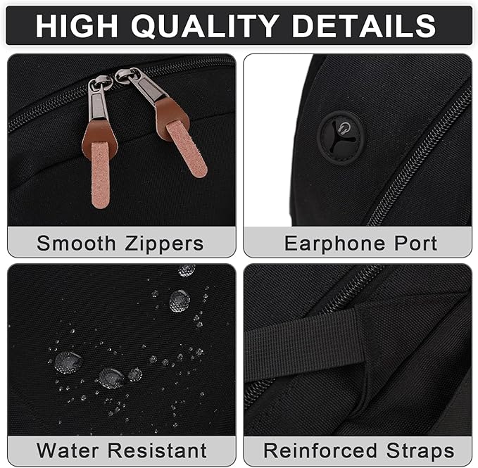 RAVUO School Backpack for Men Women, Water Resistant 15.6 inch Laptop Bag College Bookbag Casual Daypack Travel Rucksack
