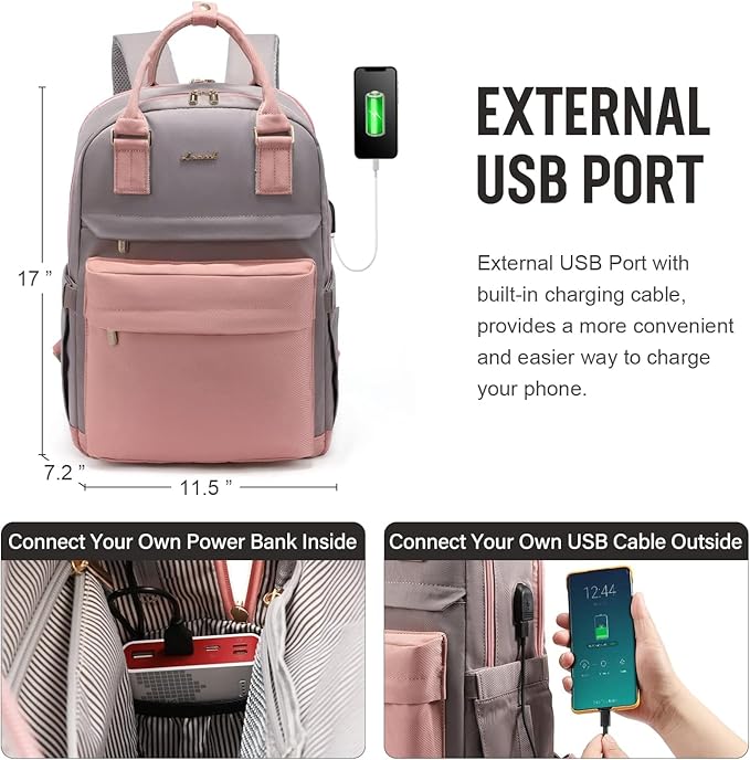 LOVEVOOK Backpack purse for Women, 15 Inch Laptop backpack Cute Waterproof Backpacks Stylish Travel Bags Vintage Daypacks for College Work Party