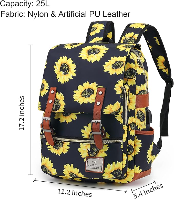 YGR Floral Laptop Backpack for Women, Female, School, Travel, Business, Outdoor Sports, Office, Work