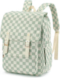 Corduroy Laptop Backpack for Women, Fits 15.6 Inch Computer Bag, College High School Bookbag Travel Daypack Purse, Work Business Bags - Corduroy Checkered Green