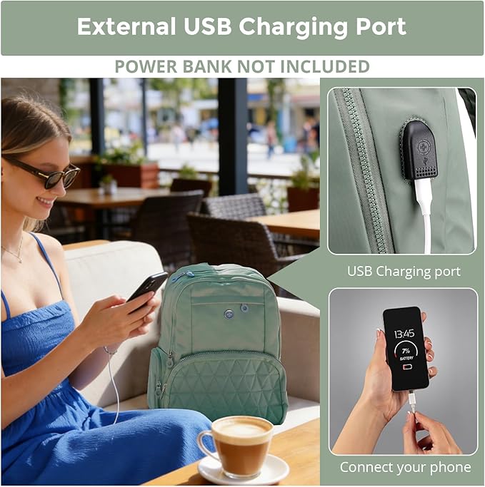 Swissdigital Design Travel Backpack for Women, 15.6 inch Laptop College Grayish Medium Simple Modern Backpacks for School with USB Charging Port for Womens Girls | SD1711-27