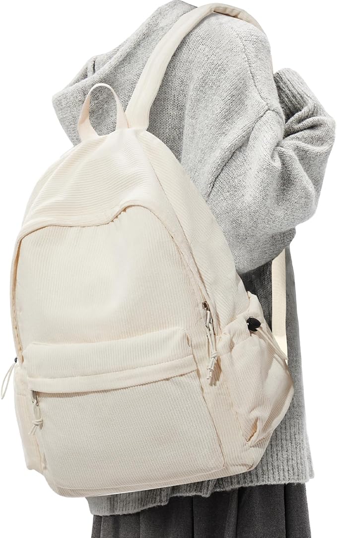 Classic Backpacks For School Teens Girls Boys, Lightweight Casual Daypacks Middle Students Backpck, Cute High School Bookbag, Simple College Backpack for Women Men(Beige)