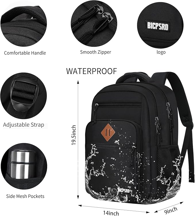 Classic Backpack for Men Women, School Backpack for Girls Boy Teens,17.3 Inch Laptop Bookbag with Reinforced Straps for College High School Work Business Computer Book Bag,mochilas para hombres,Black