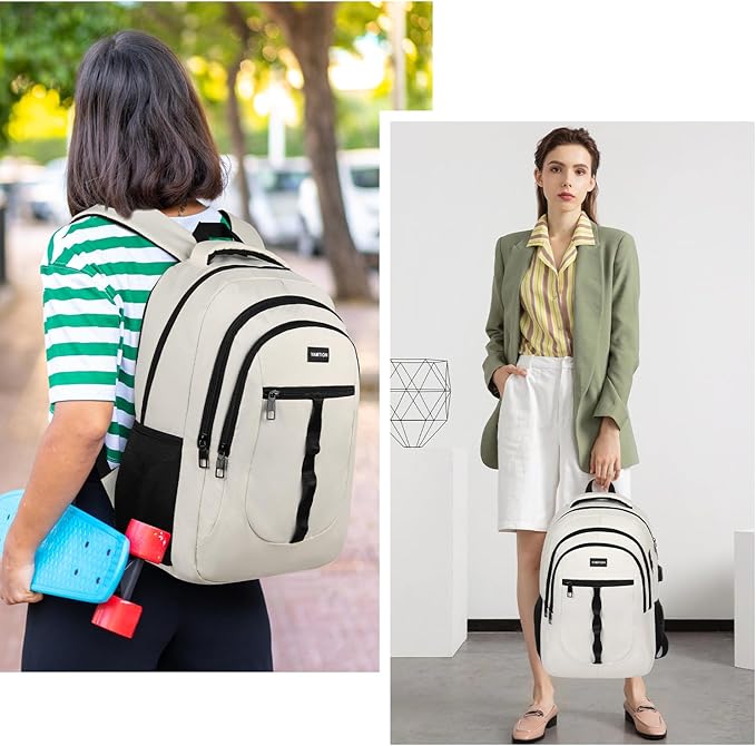 YAMTION 17.3 Inch School Book Bag for Teen Girls and Boys Unisex Laptop Bookbag Backpack with USB for High School College Students