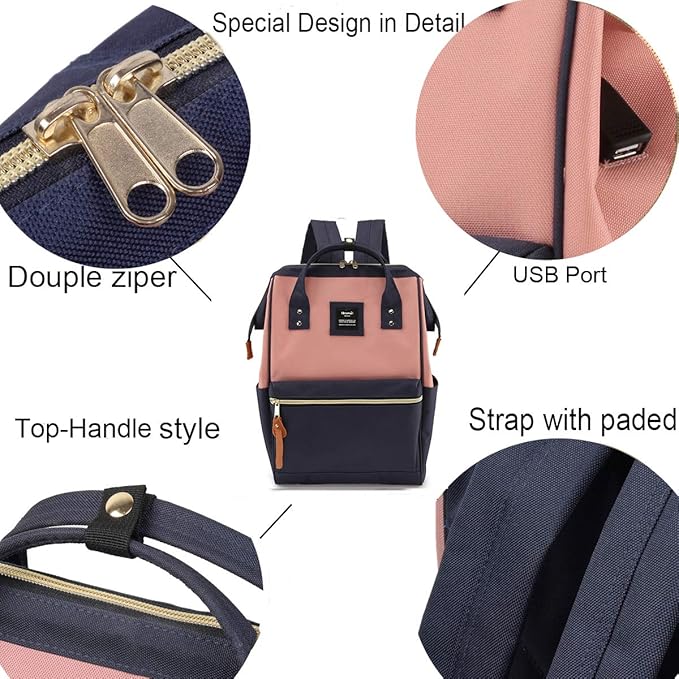 Himawari Laptop Backpack for Women&Men,Wide Open Large USB Charging Port 15.6 Inch Laptop Doctor College Work Bag (XK-05#-USB L）