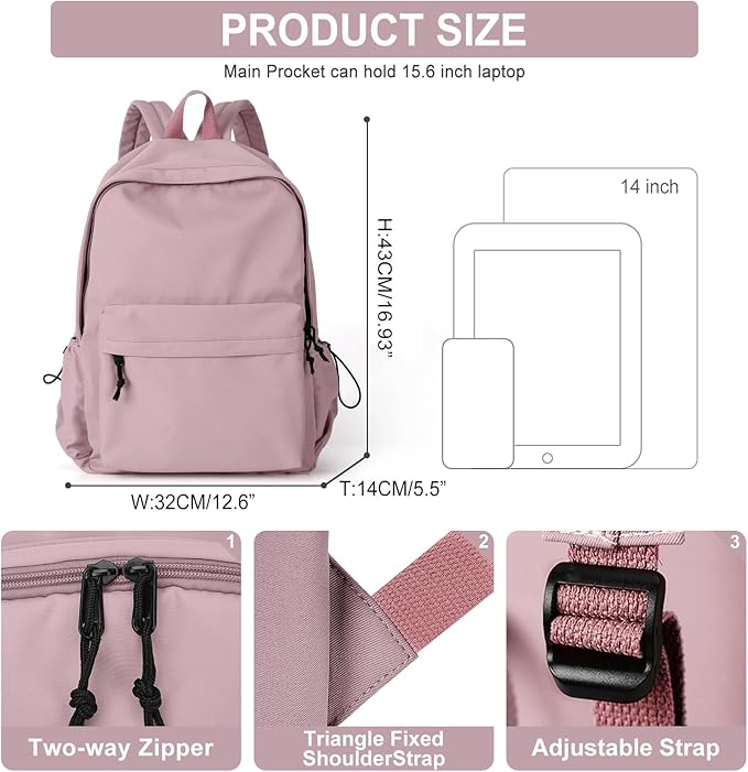 Middle School Backpack For Men Women Simple Backpack For College Students Aesthetic High School Bag Waterproof Bookbag For Teens Girls Boys（Green）