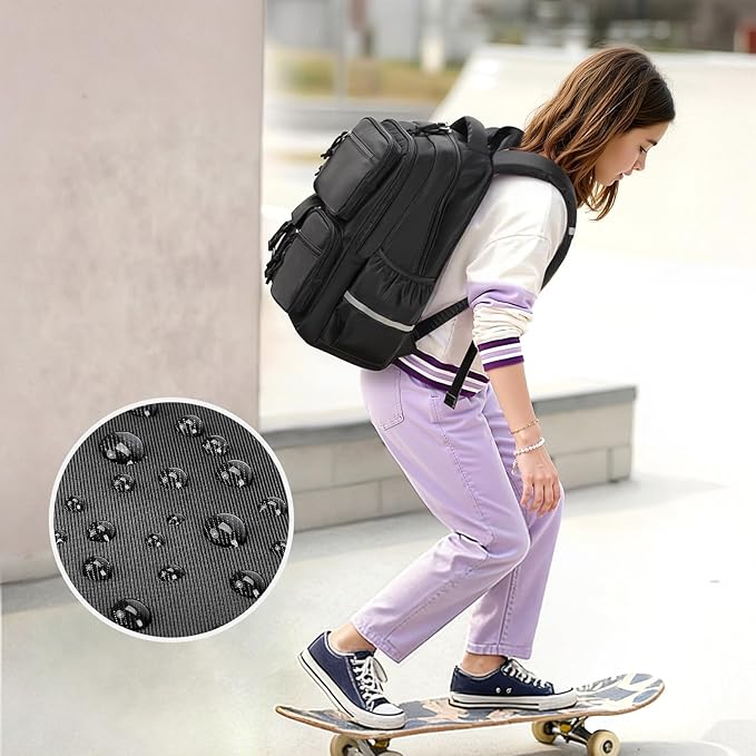 mibasies School Backpack for Teen Girls: 17.9 IN Backpack for Women with Laptop Compartment for Middle High Elementary School College Travel- Kids Bookbag Black