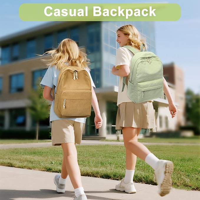 BTOOP School Backpack for Teens Large Corduroy Bookbag Lightweight 15.6 inch Laptop Bag for Girls Women Casual High School College