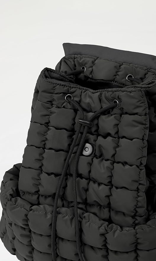 ODODOS Quilted Backpack 2.0 for Women Lightweight Puffer Hiker Pack Drawstring Padding Travel Gym Bag, Black