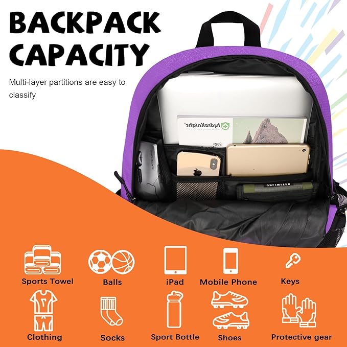 Goloni Basketball Bag,Large Sports Bag with with Separate Ball & Shoe Compartments,Gym Bag for Basketball,Soccer,Volleyball