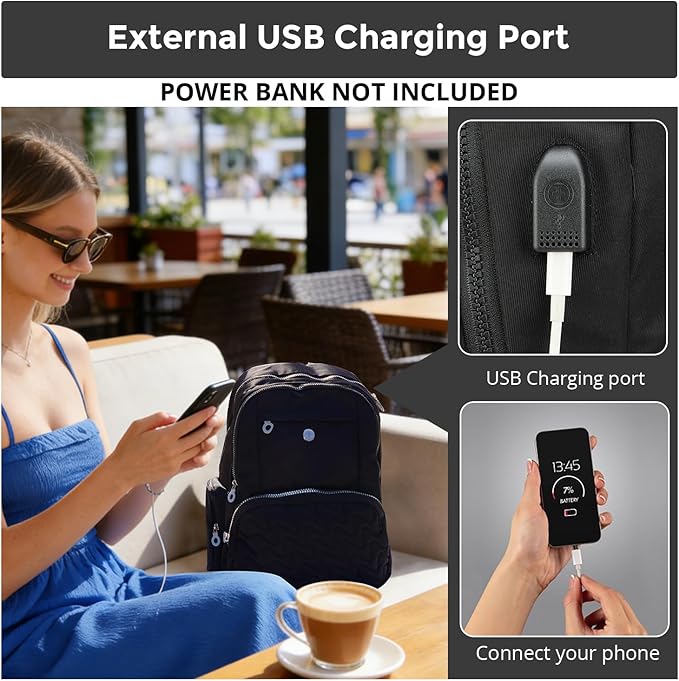 Swissdigital Design Backpack for Women, 15.6 inch Laptop College Black Medium Simple Modern Backpacks for School with USB Charging Port for Womens Girls | SD1711-01