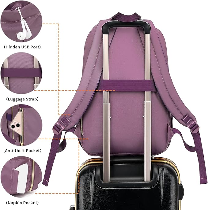 Backpack for Women 17.3" for Work Travel,Laptop Bookbag for Girls in School TSA Friendly