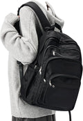 Black College Backpack For Women Men,Lightweight High School Bag,School Backpack With Lots Of Pockets,Cute Bookbag For Teens Boys Girls,Casual Daypack Backpack For School
