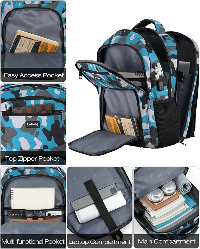 Travel Laptop Backpack for Men Business,Back Pack Bookbag Computer Backpack for Teens Boys with USB Charging Port,Water Resistant