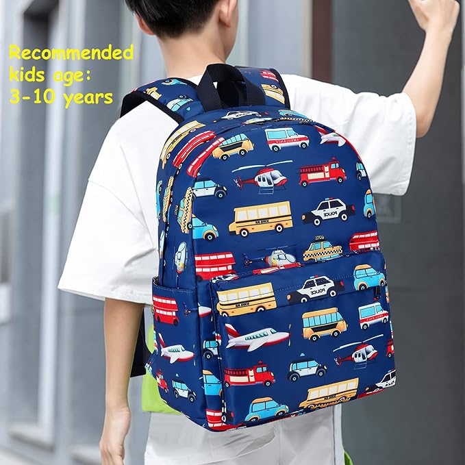 LEDAOU Kids School Backpack with Lunch Box for Boy Girl Toddler BookBag School Bag Preschool Kindergarten Backpack (Navy Blue-Airplane Pattern)