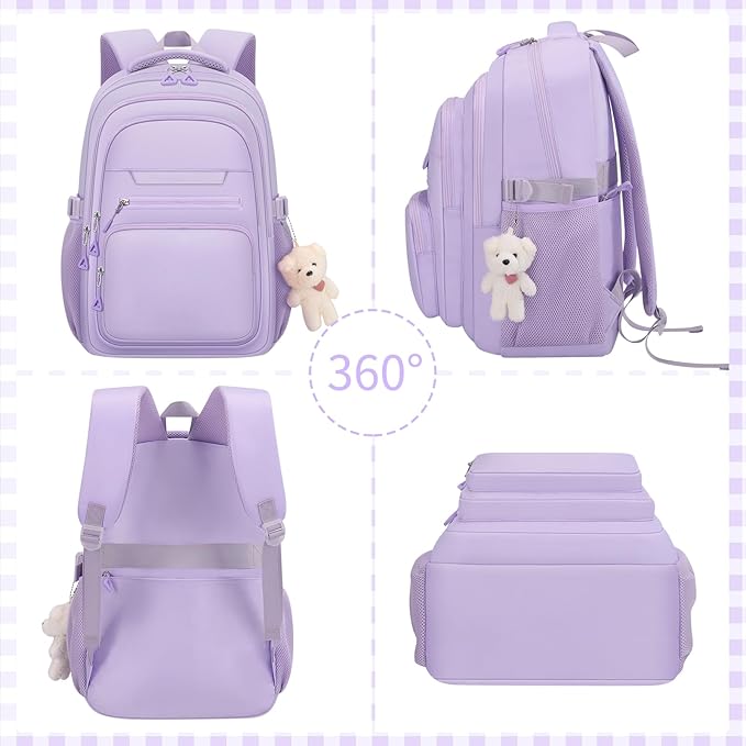 Cute Girls Backpack for School Kids Travel College backpack for Women Teen Purple Bookbags Aesthetic Laptop Bagpack