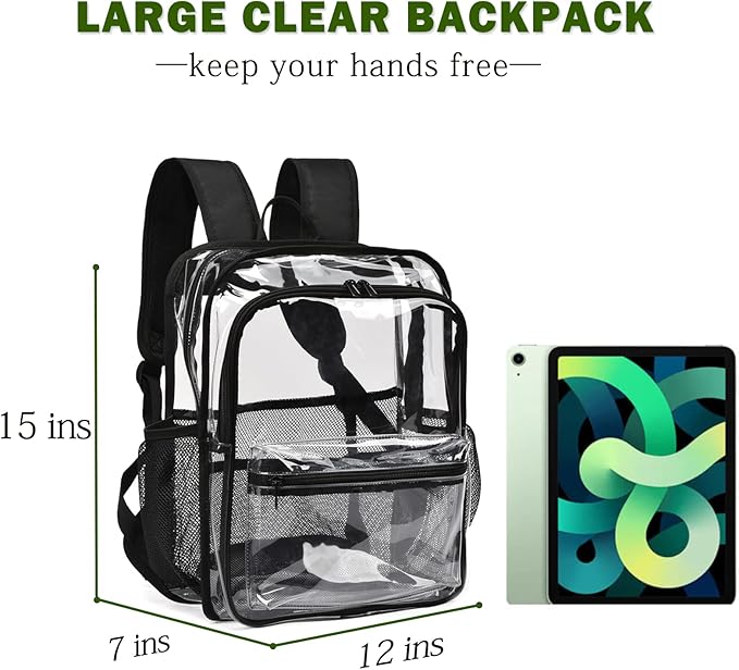 Clear Backpack,Clear Backpacks for School Heavy Duty See Through Bookbag Waterproof Backpack for Men Women,Light Purple