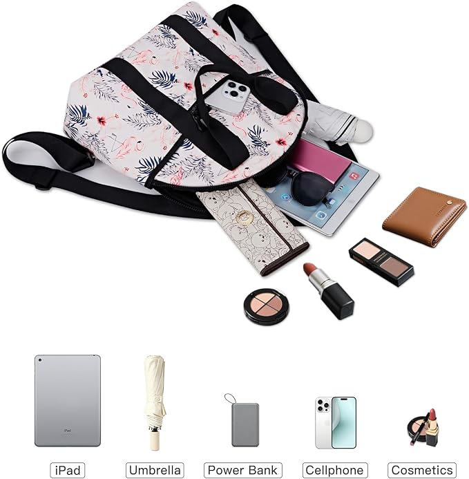 Women’s Backpack Purse Medium Size with Trolley Sleeve, Adjustable Strap/Top Handle, Water Resistant Travel Daypack, Flamingo