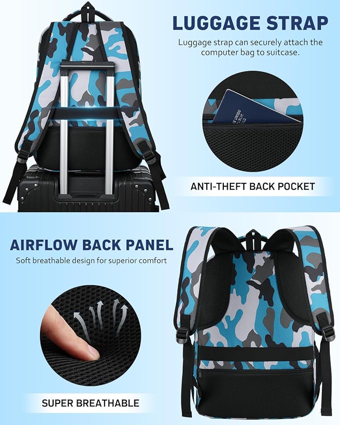 Travel Laptop Backpack for Men Business,Back Pack Bookbag Computer Backpack for Teens Boys with USB Charging Port,Water Resistant
