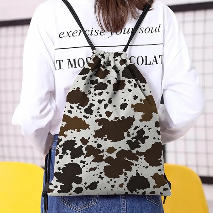 Drawstring Backpack Draw String Bag Waterproof for Sports Gym Beach Travel Cute Aesthetic Sackpack Men Women (13"×17")-Cowhide