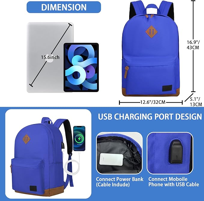 Goloni Backpack for Men Women, Anti-Theft Travel Laptop Backpack, Water Resistant 17.3 Inch USB Charging Backpack, Large Capacity Work Commute Bag
