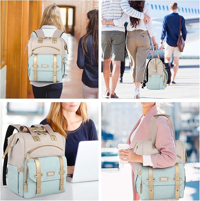 FALANKO Laptop Backpack for Women,15.6 inch Computer Backpack for Work School Nurse Teacher,with Laptop Compartment,USB Charging Port,Large Wide Open,Travel BackpackTravel School Outdoor Activities