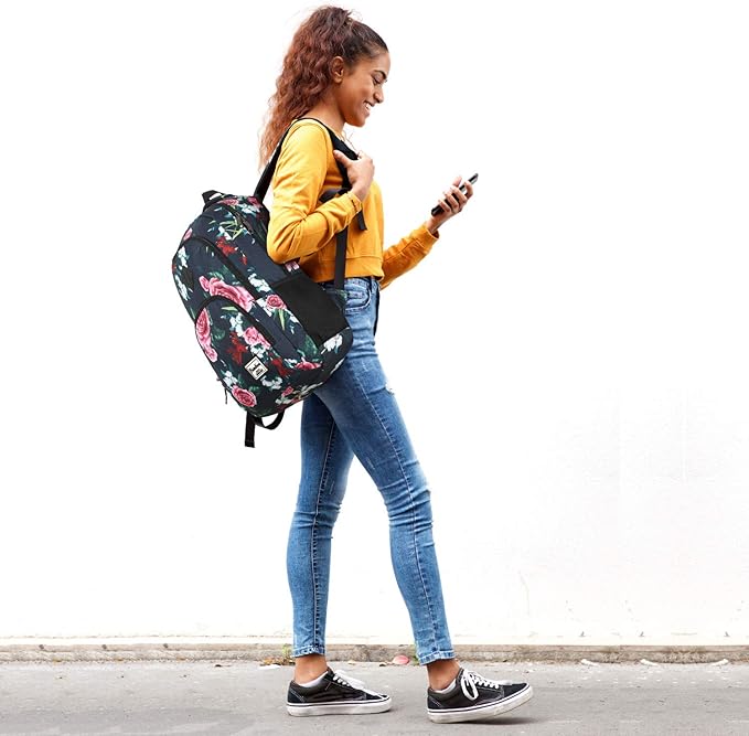 YAMTION Floral Backpack for Teen Girls, School/Travel, 35L, 19x11x6 Inch, USB, Water Repellent