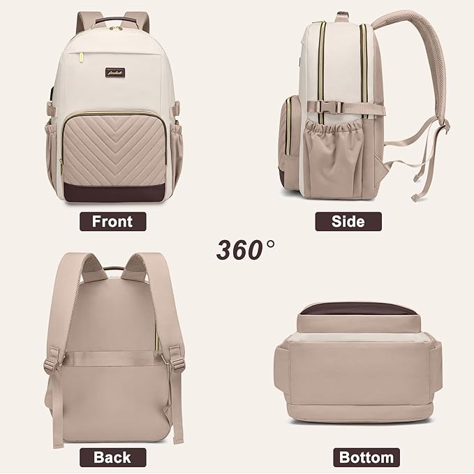 Laptop Backpack for Women Bookbag: 15.6 inch Work Backpacks with Pouch Pocket for Large Capacity Cup & USB Charger College Book Bag Travel Business Nurse Teacher Bookbags Anti-theft Back Pack