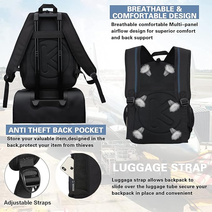 KEOFID Casual Backpack for Women, Work Backpack for Women, Back pack for School College, Carry-On travel backpacks, Anti-Theft Womens backpacks, School bookbag for girls(Black and Gold)