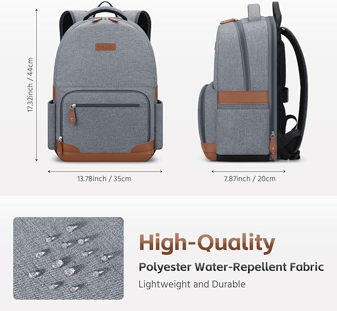 RealCool Laptop Backpack, 31L Travel Backpacks Gift for Women Men, Fits up to 15.6-17 Inch,Water Resistant College Bookbag, for School Business Trip (Gray)