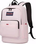 Classic Casual Backpack, Lightweight Daypack with 10 Pockets, Laptop Compartment, EVA Foam Pad (Light pink)