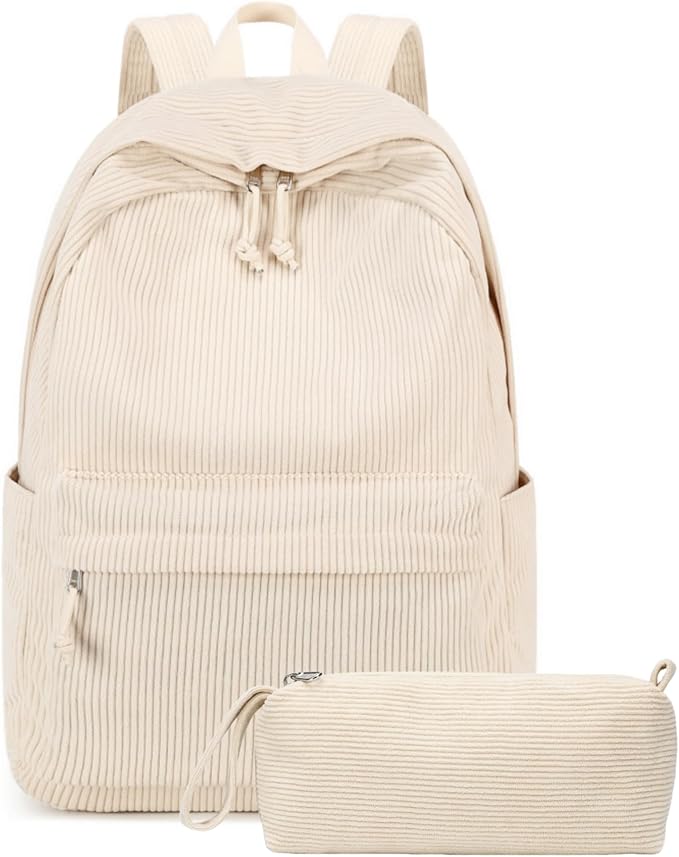 BTOOP School Backpack for Teens Large Corduroy Bookbag Lightweight 15.6 inch Laptop Bag for Girls Women Casual High School College