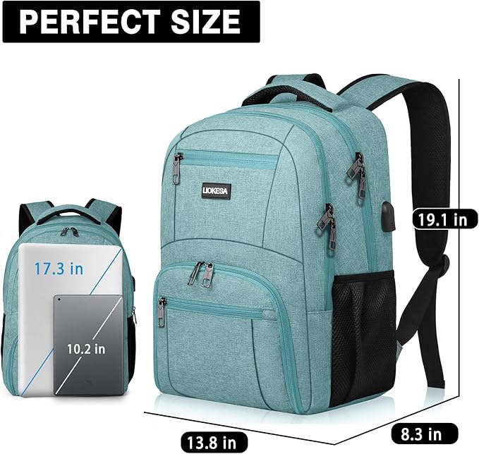 Backpack for Men Women, School Backpacks for Teen Boys Girls, Water Resistant Laptop Backpack with USB Charger, 15.6 Inch Black College Bookbag, Teal