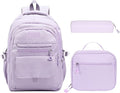 Phaoullzon Teen Girls School Backpack with Lunch Box for Boys, College Aesthetic Laptop Bookbag for Women,Purple
