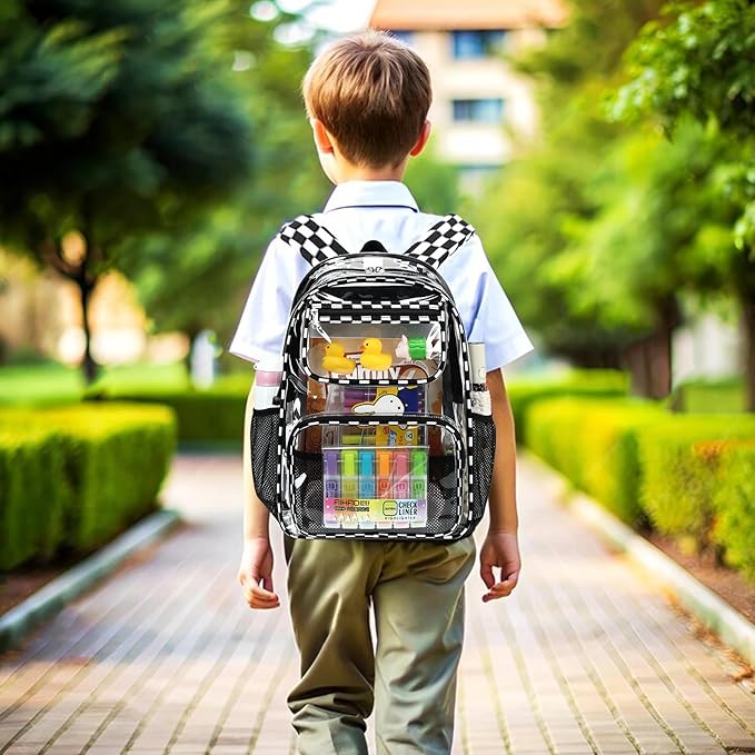 Bluboon Clear Backpack Heavy Duty Kids Boys Clear Bookbag See Through Backpacks with Pencil Case for College Work