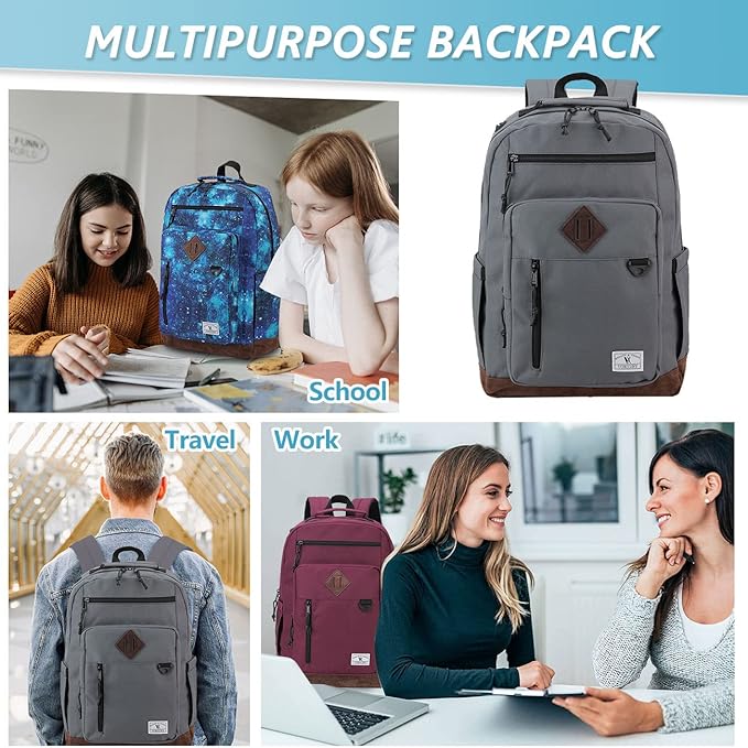 VX VONXURY Backpack for Men Women,Lightweight School Bookbag with Mulitiple Pockets,Classical Water Resistant Travel Backpack for Girls Boys