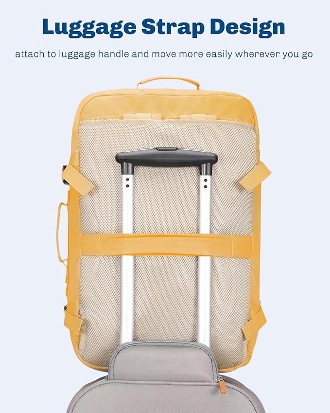 Hynes Eagle Carry on Backpack 38L Large Travel Backpack for Women Flight Approved Weekender Bag Laptop Backpack Men 15 inches Yellow